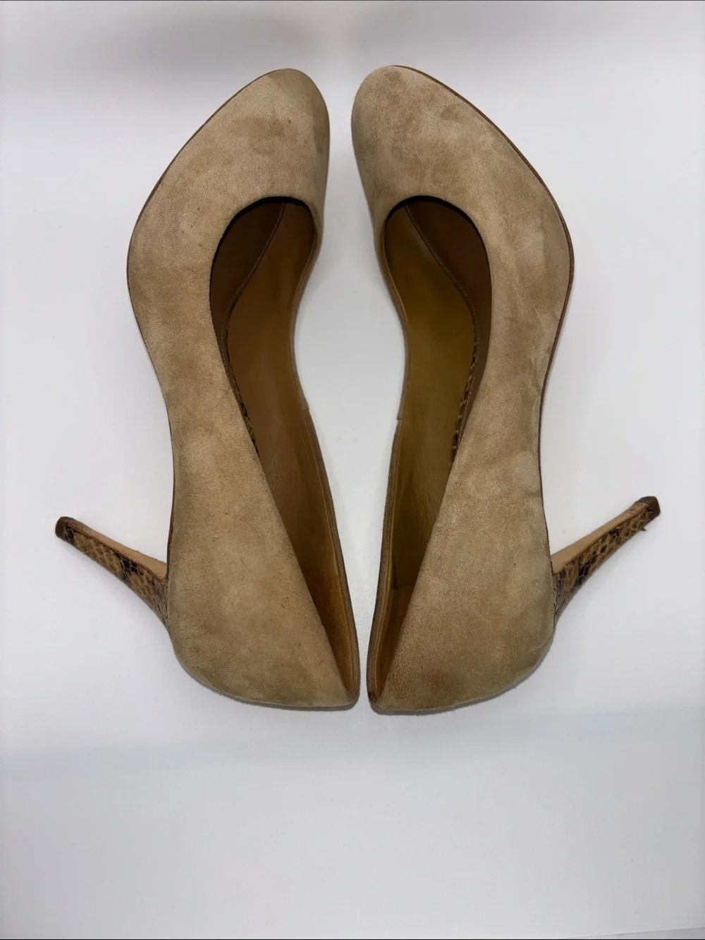 Tory Burch Suede Round-Toe Pumps in Beige